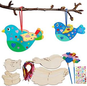 DKINY 16 pezzi 3D set di artigianato in legno per uccelli per bambini, set di artigianato in legno per uccelli in 2 dimensioni, forniture creative per arti e mestieri, decorazione ideale per uccelli