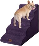 EHEYCIGA Curved Dog Stairs Ramp for High Beds 22.6" H, 5-Step Dog Steps for Small Dogs and Cats, Pet Stairs for High Bed Climbing, Non-Slip Balanced Pet Step Indoor, Purple