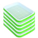 SHEING Seed Sprouter Tray 5 Pack, BPA Free Nursery Tray Seed Germination Tray Healthy Wheatgrass Seeds Grower & Storage Trays for Garden Home Office,Polypropylene (PP),Green,Grey