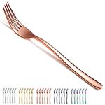 Dinner Forks 6 Pieces, Kyraton Stainless Steel with Rose Gold Titanium Plating 21.5cm Table Forks Cutlery Forks Set, Silverware Set, Dishwasher Safe.