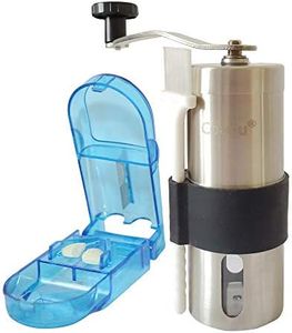 CoaGu Pill Crusher Grinder-Crush Multiple Tablets to a Fine Powder-Stainless Steel Pulverizer with Pill Suite Pill Cutter, Cleaning Brush (Blue)