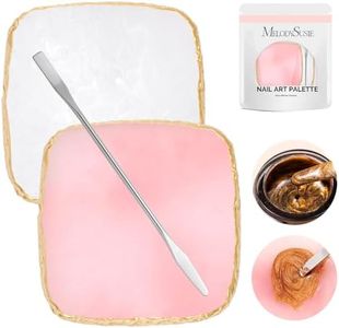 MelodySusie 2PCS Square Shape Resin Nail Art Palette Set with Stainless Steel Mixing Stick, Professional Color Mixing Board for Gel Polish, Acrylics, Pigment Blending, Salon and DIY Makeup Tool