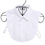 Beuniar Fake Collar Detachable Blouse Dickey Half Shirt Dress for Women & Girl (White)