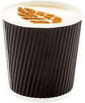 25-CT Disposable Black 4-OZ Hot Beverage Cups with Ripple Wall Design: No Need for Sleeves – Perfect for Cafes or Home Use – Eco-Friendly Recyclable Paper – Insulated – Wholesale Takeout Coffee Cup