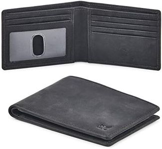 Wise Owl Accessories Men's Real Leather Bifold Wallet RFID Blocking Slim Minimalist Front Pocket - Thin & Stylish with Id Window (Crazy Horse, Black)