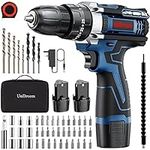 Cordless Drills,12V Power Impact Driver, Combi Drill Kit with Li-Ion Battery, Electric Screwdriver, 25+3 Torque, 10mm Collet, Double Speed, Led Light, 58 Pieces Accessory Set