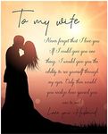 To My Wife- Marriage Quotes Wall Art, This Beautiful Sunset Romantic Couple Silhouette Print Is Ideal for Spouses & Newlyweds, Perfect Wedding & Anniversary Gift, Great Piece of Love, Unframed- 8x10