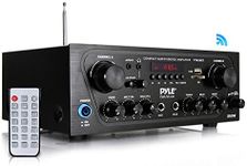 Upgraded Karaoke Bluetooth Channel Home Audio Sound Power Amplifier w/AUX-in, USB, 2 Microphone Input w/Echo, Talkover for PA, Black