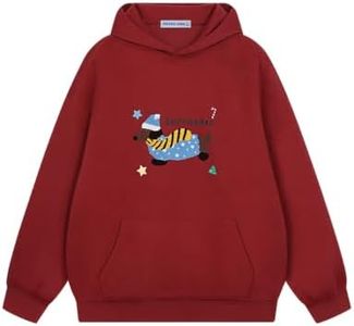 Aelfric Eden Cartoon Dog Hoodie Unisex Oversized Dachshund Graphic Red M