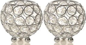 CentraLit Tea Light Candle Holder Set of 2 Votives Bowl Crystal TeaLight Candle Holders for Diwali Diya decoaration, Home Decoartion,Return Gifts Housewarming,Exchange Birthday Gifts. (Silver)