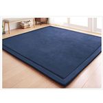 Fancytan Coral Velvet Area Rugs Play Mat Carpet Crawling Mat for Nursery Baby Toddler Children Kids Room, Yoga Mat Exercise Pads(Navy Blue,150 x 200cm)