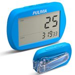 PULIVIA Pedometer for Walking 3D Step Counter with Clock, Accurate Steps Tracker Portable Pedometer with Clip, Simple Pedometer Walking Step Counter, Blue