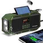 Emergency Radio 10W IPX5 Waterproof Bluetooth Speaker,Portable Digital AM FM Radio with Flashlight/Strobe Light,3 Mode Reading Lamp,Hand Crank WB NOAA Weather Solar Radio,4000mAH Cell Phone Charger