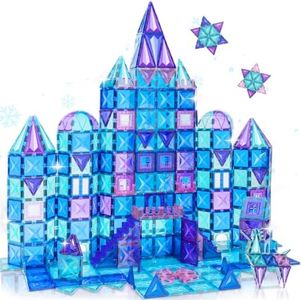 LionFuny 130PCS Magnetic Tiles, 3D Diamond Magnetic Blocks, Magnet Tiles for Kids Age 3-5 4-8 8-12, STEM Sensory Educational Magnet Toys for Kids Girls Boys Birthday Xmas Gifts