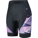 Eco-daily Women’s Padded Bike Shorts Pockets Cycling Biking Bicycle Shorts for Women with 3D Padding, Purple, Medium