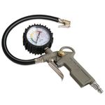 Drofail Tyre Pressure Gauge with Air Inflator Gun for Car, Bike & Cycle | Heavy Duty Metal Body Air Pump with Dial Meter | Accurate PSI Measurement | Air Compressor Tool with Flexible Hose
