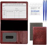 Redify 2 Pack Passport and Vaccine Card Holder Combo - PU Leather Passport Holder with Vaccine Card Slot, Travel Passport Wallet for Women and Men, Family Passport Holder Cover Case (Brown, Gray)