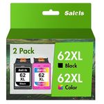 Salols 62XL Ink Cartridges Replacement for HP 62 Ink Cartridges Twin Pack for HP62 Genuine Black and Tri Colour 62 XL for HP Envy 5540 5640 5546 5544 5644 5541 5646 5542 OfficeJet 250 200 5740 5742