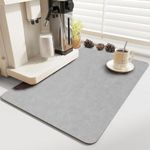 Coffee Mat-Absorbent No Stains Coffee Maker Mat-Rubber Backed Coffee Bar Mat for Countertops-Dish Drying Mat for Kitchen Counter (Grey, 16''x24'')