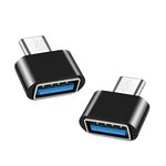 iJiGui USB C to USB Adapter 2 Pack, USB Type-C to USB-A OTG Adapter, USB A Female to USB-C Male Compatible with MacBook Pro 2021, MacBook Air 2020, Samsung Galaxy (Black)