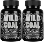 Wild Foods Activated Charcoal Capsules | 100% Organic Coconut Shells Active Tablets for Bloating Relief | Lab Tested & Non-GMO Detox Pills | USA (Two Bottles - 120 Capsules)