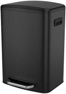 pouseayar 13 Gallon Stainless Steel Trash Can with Soft Close Lid - Hands-Free Foot Pedal, Durable Construction - Perfect for Kitchen, Office, Commercial Use - Large Capacity, Sleek Design - Black