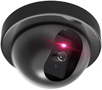 WALI Dummy Fake Security CCTV Dome Camera with Flashing Red LED Light with Security Alert Sticker Decals (SD-1), Black