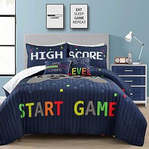Lush Decor Video Games 5 PieceQuilt Set, Full/Queen, Navy