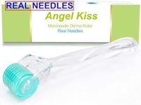 Angel Kiss Derma Roller REAL NEEDLE Advanced Version5 for Face Body Beard - 192 Individual Titanium Micro Needles 0.3mm Microneedling Roller Includes Storage Case