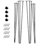 Ironalita 40 Inch Hairpin Legs for Furniture set of 4, Heavy Duty 3 Rod Metal Table Legs with 3/8" Black Solid Iron, DIY Hair Pin Legs for Counter Bar Stool, Console Table, Entryway Table, Plant Stand