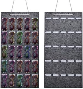 Anseom Organizador de Gafas de Sol Colgante 40 x 72.5 cm Organizador de Gafas de Sol Montado Sintió Gafas de Sol Organizador Gafas Múltiples (Gris)