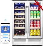 BODEGACOOLER 24 Inch Wine and Beverage Refrigerator,Freestanding Dual Zone Wine Beverage Fridge,Under Counter Wine Cooler Fridge With Glass Door,Hold 21 Bottles and 57 Cans,LED Light