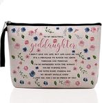 Inspirational Makeup Bag, Goddaughter Gifts for Girls, Goddaughter Gifts from Godmother, Motivational Birthday Gifts for Goddaughter, Teens, to My Beautiful Goddaughter Cosmetic Bags Zipper Pouch, Beige