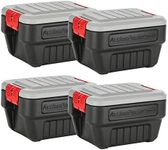 Rubbermaid® ActionPacker® 8 Gal Lockable Storage Box Pack of 4, Outdoor, Industrial, Rugged, Grey and Black