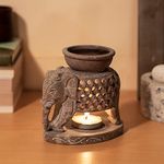 Urban Decor Marble Handcrafted Aroma Oil Diffuser for Home Fragnance, Bathroom, Aroma Therapy, Meditation, Home and Office Decor (Elephant Aroma Burner, 4-Inch)