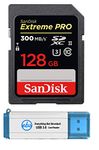 SanDisk Extreme Pro SD UHS-II 128GB Card Works with Canon Mirrorless Camera EOS R7, EOS R10 (SDSDXDK-128G-GN4IN) C10 U3 V90 Bundle with 1 Everything But Stromboli 3.0 Micro & SDXC Memory Card Reader