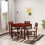 Amazon Brand - Solimo Mehraab 4 Seater Dining Set with 4 Chairs (Solid Sheesham Wood, Honey Finish, Beige)