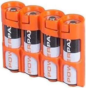 Storacell by Powerpax SlimLine AA Battery Storage Container - Holds 4 Batteries, Orange (Pack of 1)