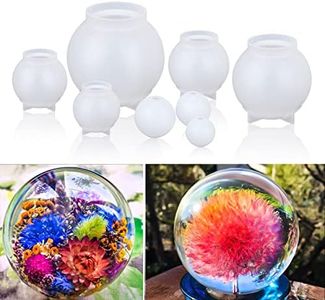 8Pcs Sphere Resin Molds Silicone, BABORUI Upgraded 3D Seamless Ball Shapes Silicone Molds for Resin Casting, Large Globe Epoxy Resin Molds for Home Decor, Flowers Preservation