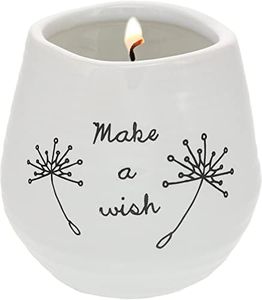 Pavilion Gift Company 77114 Plain Dandelion Wishes - I Always Wished for A Friend Like You White Ceramic Soy Serenity Scented Candle,