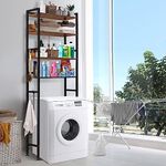 Maxkon 4 Tier Toilet Storage Freestanding Bathroom Cabinet Organiser Space Saver Laundry Shelf Washing Machine Rack Laundry Storage Black & Brown