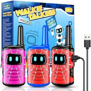 Spider Walkie Talkie Kids, Toyokid Outdoor Toys for 4 5 6 Year Old Boy Girl Gift for 3-12 Year Olds Boys Toys Age 3 4 5 6 7 Rechargeable Walkie Talkies for Kids Toy Garden(3Pcs)