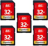 Gigastone 32GB 5 Pack SD Card UHS-I U1 Class 10 SDHC Memory Card High-Speed Full HD Video Canon Nikon Sony Pentax Kodak Olympus Panasonic Digital Camera