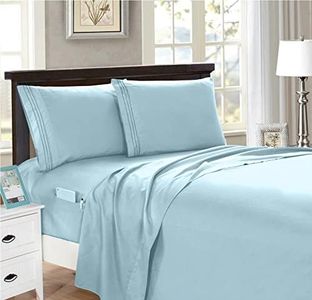 Elegant Comfort Parure de lit 4 pièces pour très Grand lit - Qualité égyptienne de 1500 Fils au Pouce carré - Résistante aux Plis et à la décoloration avec Poches de Rangement latérales sur Le