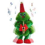 zerotop Electric Singing Dancing Christmas Tree Plush Toy 16.9'' Kids Creative Xmas Decorations Plush Doll with Music ＆ Recording Function Battery Operated Plush Toys Gifts for Home Party Xmas Decor