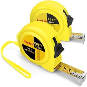 2 Packs Tape Measure 25 ft /16 ft, Esydon Measuring Tape Extendable, Self-Locking Tape Measurer, Easy Read Imperial/Metric Scale Measurement Tape for Designer, Decorator, & Handicraftsman