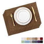 Home Brilliant Thick Cloth Placemats Set of 4, Washable Rectangle Place Mats, Non Slip Table Mats for Kitchen Indoor Outdoor Use, 33x48 cm, 4 Pcs, Brown