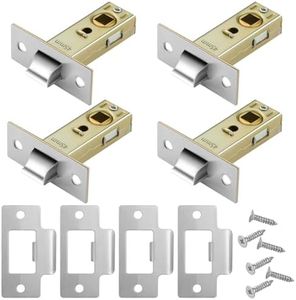 Pimoys 4 Set 45mm Tubular Latch, Internal Door Lock Mortice Latch Polished Door Latch for Sprung Lever Door Handles