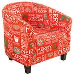 SearchI Christmas Club Chair Slipcover Stretch Barrel Chair Covers Xmas Tub Chair Slipcovers Spandex Armchair Cover Removable Couch Furniture Protector for Living Room(Christmas Letter)