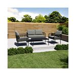 LOCCUS Outdoor Weaving Rope Patio Furniture Set,Waterproof Outdoor Sofa Seating Sturdy Powder-Coated Iron Frame Conversation bistroSet for Balcony,Backyard,Lawn,Garden in Grey Colour